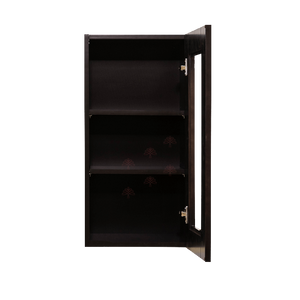 Anchester Espresso Wall Mullion Door Cabinet 1 Door 2 Adjustable Shelves 30 Inch Height Glass Not Included