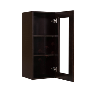 Anchester Espresso Wall Mullion Door Cabinet 1 Door 2 Adjustable Shelves Glass Not Included