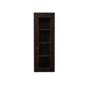 Anchester Espresso Wall Mullion Door Cabinet 1 Door 3 Adjustable Shelves Glass Not Included