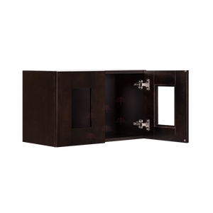 Anchester Espresso Wall Mullion Door Cabinet 2 Doors No Shelf Glass Not Included