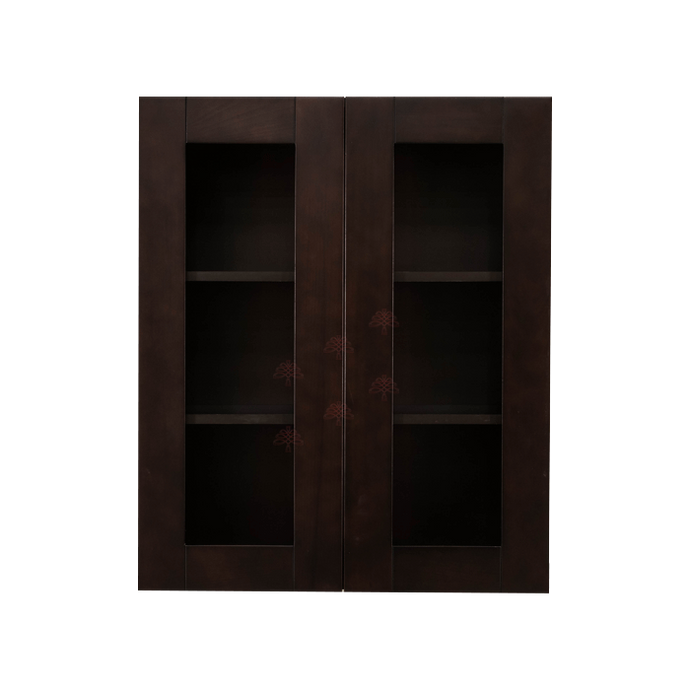 Anchester Espresso Wall Mullion Door Cabinet 2 Doors 2 Adjustable Shelves Glass Not Included