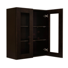 Load image into Gallery viewer, Anchester Espresso Wall Mullion Door Cabinet 2 Doors 2 Adjustable Shelves Glass Not Included