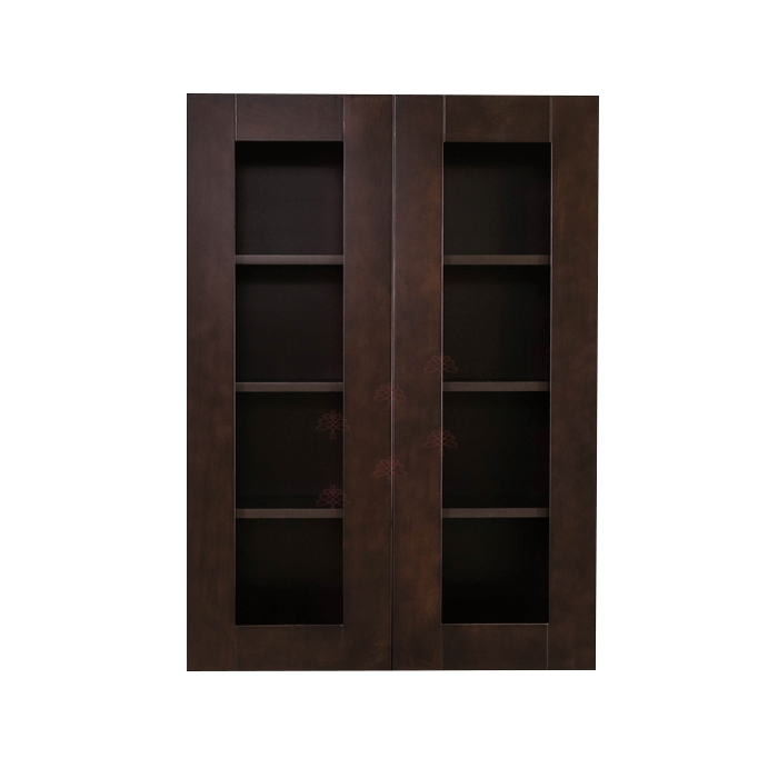 Anchester Espresso Wall Mullion Door Cabinet 2 Doors 3 Adjustable Shelves Glass Not Included