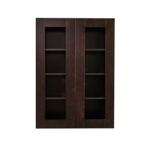 Anchester Espresso Wall Mullion Door Cabinet 2 Doors 3 Adjustable Shelves Glass Not Included