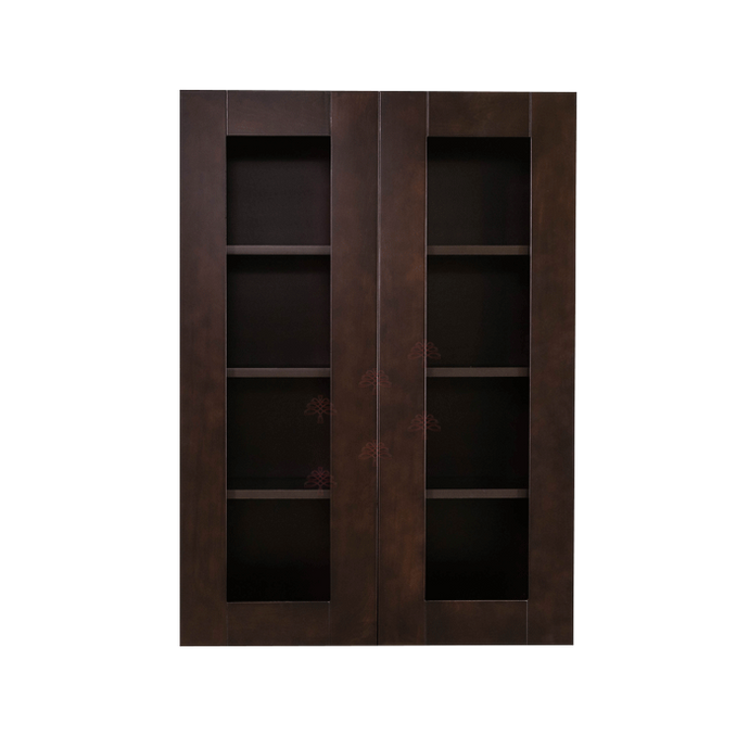 Anchester Espresso Wall Mullion Door Cabinet 2 Doors 3 Adjustable Shelves Glass Not Included