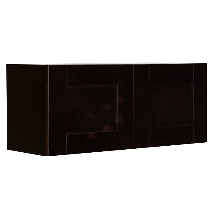 Anchester Espresso Wall Mullion Door Cabinet 2 Doors No Shelf 24 Inch Depth Glass Not Included