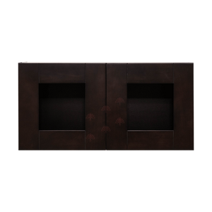 Anchester Espresso Wall Mullion Door Cabinet 2 Doors No Shelf 24 Inch Depth Glass Not Included