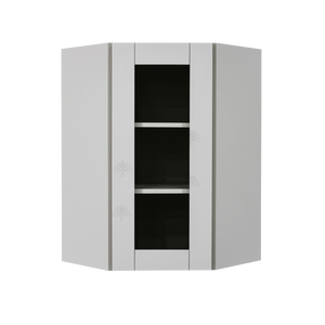 Anchester Gray Wall Mullion Door Diagonal Corner Cabinet 1 Door 2 Adjustable Shelves Glass Not Included