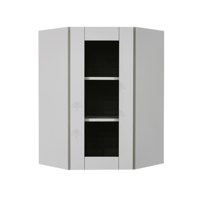Anchester Gray Wall Mullion Door Diagonal Corner Cabinet 1 Door 2 Adjustable Shelves Glass Not Included