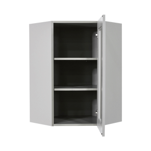 Anchester Gray Wall Mullion Door Diagonal Corner Cabinet 1 Door 2 Adjustable Shelves Glass Not Included