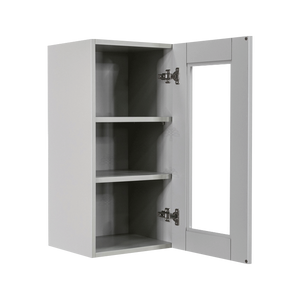 Anchester Gray Wall Mullion Door Cabinet 1 Door 2 Adjustable Shelves 30 Inch Height Glass Not Included