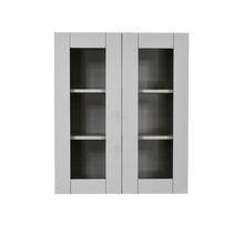 Load image into Gallery viewer, Anchester Gray Wall Mullion Door Cabinet 2 Doors 2 Adjustable Shelves 30 Inch Height Glass Not Included
