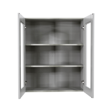 Load image into Gallery viewer, Anchester Gray Wall Mullion Door Cabinet 2 Doors 2 Adjustable Shelves 30 Inch Height Glass Not Included