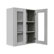 Load image into Gallery viewer, Anchester Gray Wall Mullion Door Cabinet 2 Doors 2 Adjustable Shelves Glass Not Included