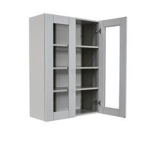 Load image into Gallery viewer, Anchester Gray Wall Mullion Door Cabinet 2 Doors 3 Adjustable Shelves Glass Not Included