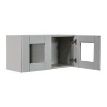 Load image into Gallery viewer, Anchester Gray Wall Mullion Door Cabinet 2 Doors No Shelf 24 Inch Depth Glass Not Included
