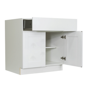 Anchester White Base Cabinet 2 Drawers 2 Doors 1 Adjustable Shelf