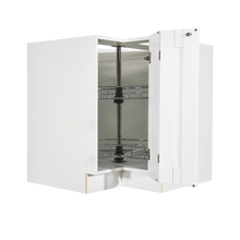Load image into Gallery viewer, Anchester White Lazy Susan Base Cabinet 2 Full Height Folding Doors