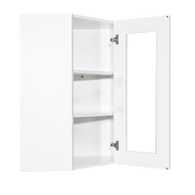 Load image into Gallery viewer, Anchester White Wall Mullion Door Diagonal Corner Cabinet 1 Door 2 Adjustable Shelves Glass Not Included