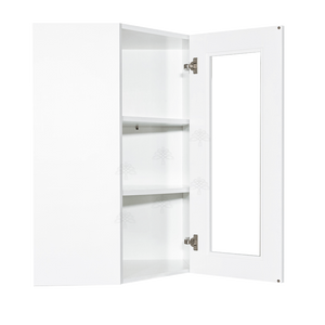 Anchester White Wall Mullion Door Diagonal Corner Cabinet 1 Door 2 Adjustable Shelves Glass Not Included