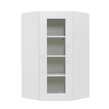Load image into Gallery viewer, Anchester White Wall Mullion Door Diagonal Corner Cabinet 1 Door 3 Adjustable Shelves Glass Not Included
