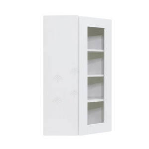Anchester White Wall Mullion Door Diagonal Corner Cabinet 1 Door 3 Adjustable Shelves Glass Not Included