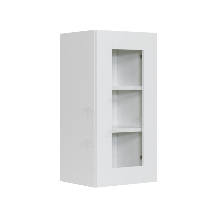 Anchester White Wall Mullion Door Cabinet 1 Door 2 Adjustable Shelves 30 Inch Height Glass Not Included