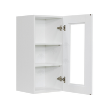 Load image into Gallery viewer, Anchester White Wall Mullion Door Cabinet 1 Door 2 Adjustable Shelves 30 Inch Height Glass Not Included