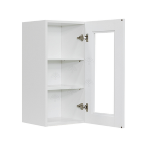 Anchester White Wall Mullion Door Cabinet 1 Door 2 Adjustable Shelves 30 Inch Height Glass Not Included