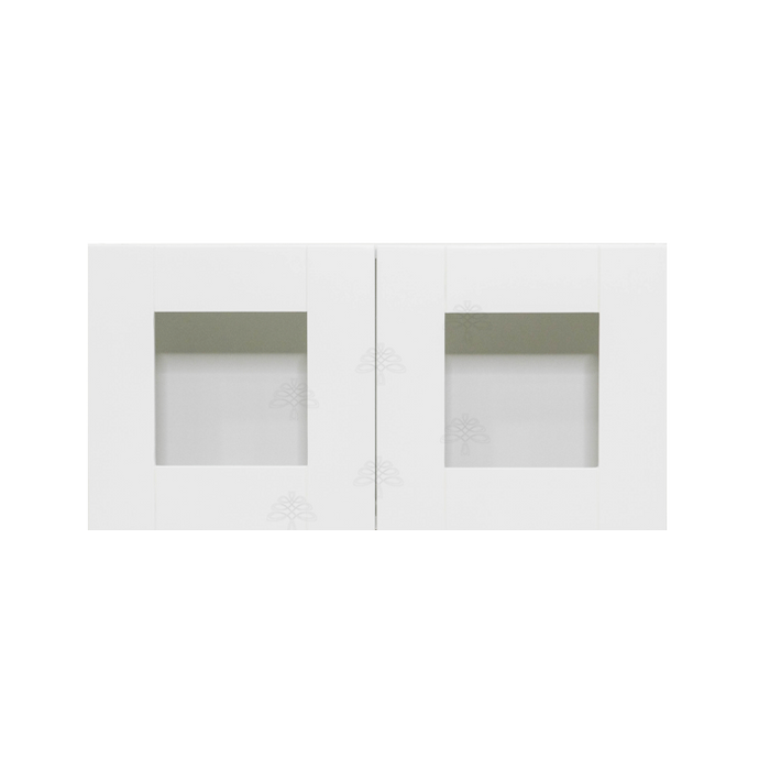 Anchester White Wall Mullion Door Cabinet 2 Doors No Shelf Glass Not Included