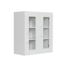 Load image into Gallery viewer, Anchester White Wall Mullion Door Cabinet 2 Doors 2 Adjustable Shelves 30 Inch Height Glass Not Included