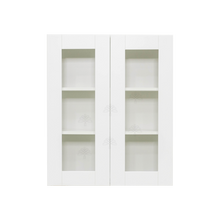Load image into Gallery viewer, Anchester White Wall Mullion Door Cabinet 2 Doors 2 Adjustable Shelves Glass Not Included