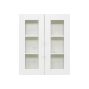 Anchester White Wall Mullion Door Cabinet 2 Doors 2 Adjustable Shelves Glass Not Included