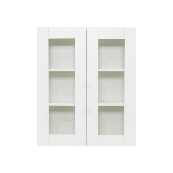 Anchester White Wall Mullion Door Cabinet 2 Doors 2 Adjustable Shelves Glass Not Included