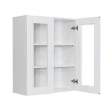Load image into Gallery viewer, Anchester White Wall Mullion Door Cabinet 2 Doors 2 Adjustable Shelves Glass Not Included