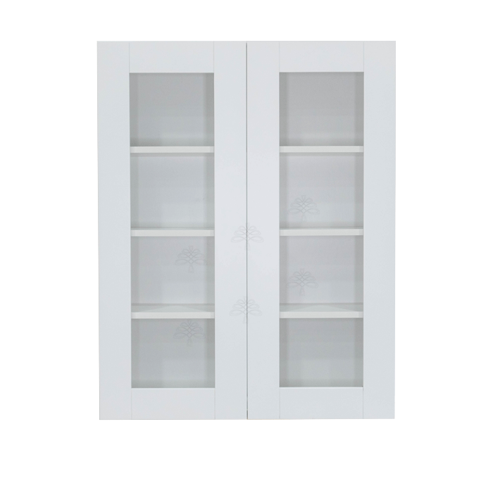 Anchester White Wall Mullion Door Cabinet 2 Doors 3 Adjustable Shelves Glass Not Included