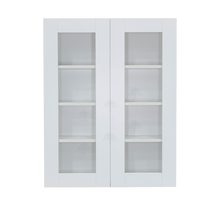 Load image into Gallery viewer, Anchester White Wall Mullion Door Cabinet 2 Doors 3 Adjustable Shelves Glass Not Included