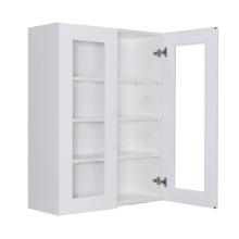 Load image into Gallery viewer, Anchester White Wall Mullion Door Cabinet 2 Doors 3 Adjustable Shelves Glass Not Included