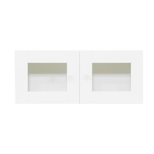 Anchester White Wall Mullion Door Cabinet 2 Doors No Shelf 24 Inch Depth Glass Not Included