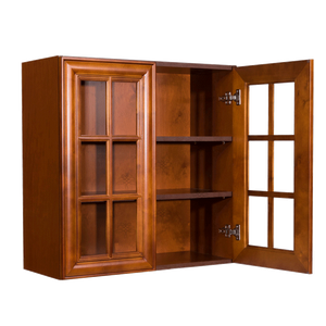 Cambridge Wall Mullion Door Cabinet 2 Doors 2 Adjustable Shelves Glass Not Included