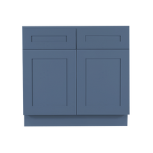 Load image into Gallery viewer, Lancaster Blue Base Cabinet 2 Drawers 2 Doors 1 Adjustable Shelf