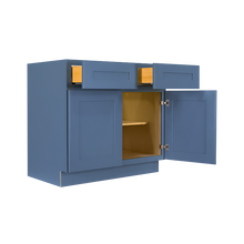 Load image into Gallery viewer, Lancaster Blue Base Cabinet 2 Drawers 2 Doors 1 Adjustable Shelf