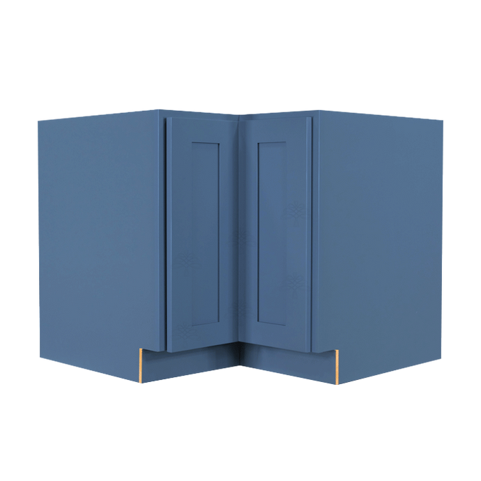 Lancaster Blue Lazy Susan Base Cabinet 2 Full Height Folding Doors