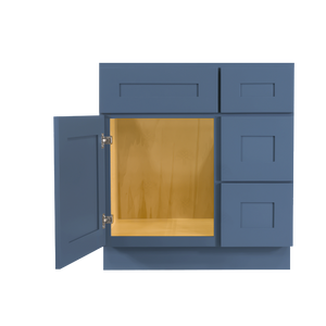Lancaster Blue Vanity Sink Base Cabinet 1 Dummy Drawer 1 Door (Right)