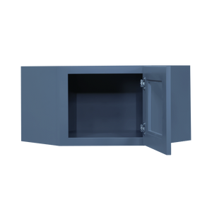 Lancaster Blue Wall Diagonal Mullion Door Cabinet 1 Door No Shelf Glass Not Included