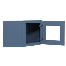 Load image into Gallery viewer, Lancaster Blue Wall Diagonal Mullion Door Cabinet 1 Door No Shelf Glass Not Included