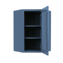 Load image into Gallery viewer, Lancaster Blue Wall Diagonal Mullion Door Cabinet 1 Door 2 Adjustable Shelves Glass not Included