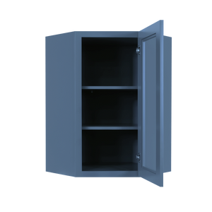 Lancaster Blue Wall Diagonal Mullion Door Cabinet 1 Door 2 Adjustable Shelves Glass not Included