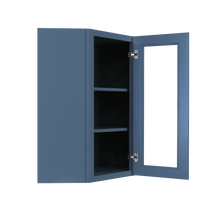 Load image into Gallery viewer, Lancaster Blue Wall Diagonal Mullion Door Cabinet 1 Door 2 Adjustable Shelves Glass not Included