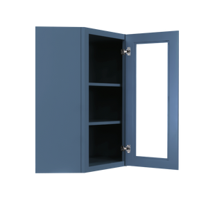 Lancaster Blue Wall Diagonal Mullion Door Cabinet 1 Door 2 Adjustable Shelves Glass not Included